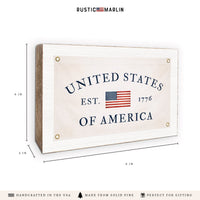 United States of America  Est 1776 Banner Block Sign