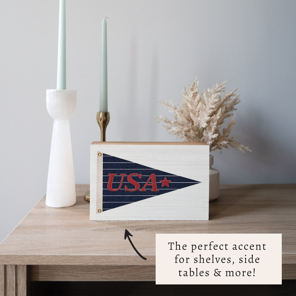 USA Navy Striped Star Banner Block Sign