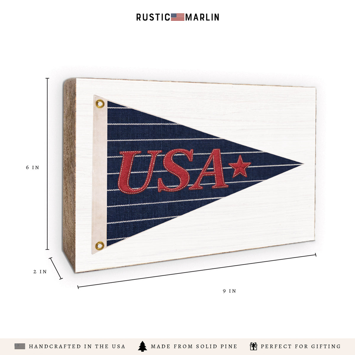 USA Navy Striped Star Banner Block Sign