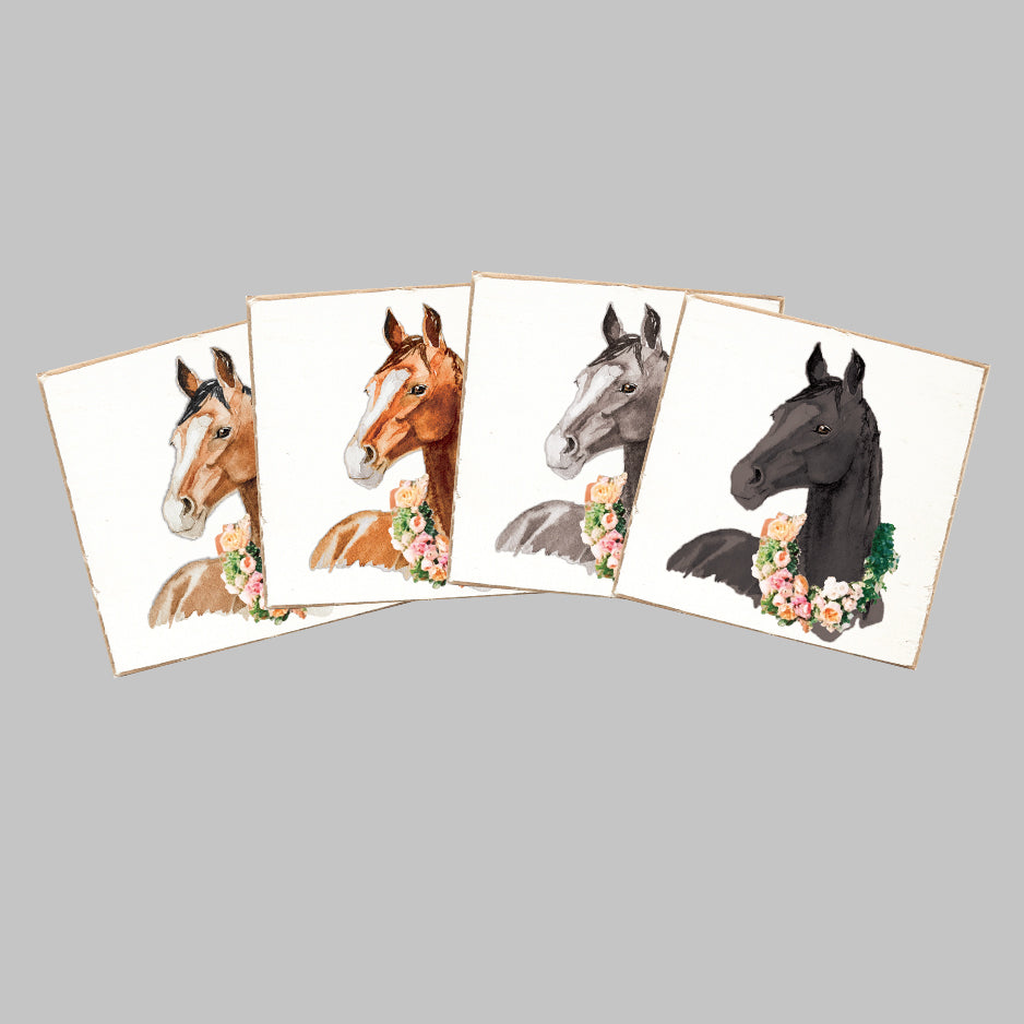 Floral Horse Coaster Set