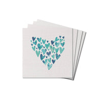 Blue Heart Coaster Set
