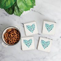 Blue Heart Coaster Set