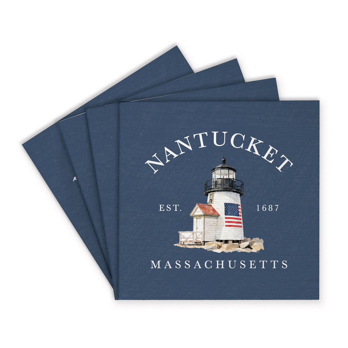 Nantucket Brant Point Lighthouse Coaster Set