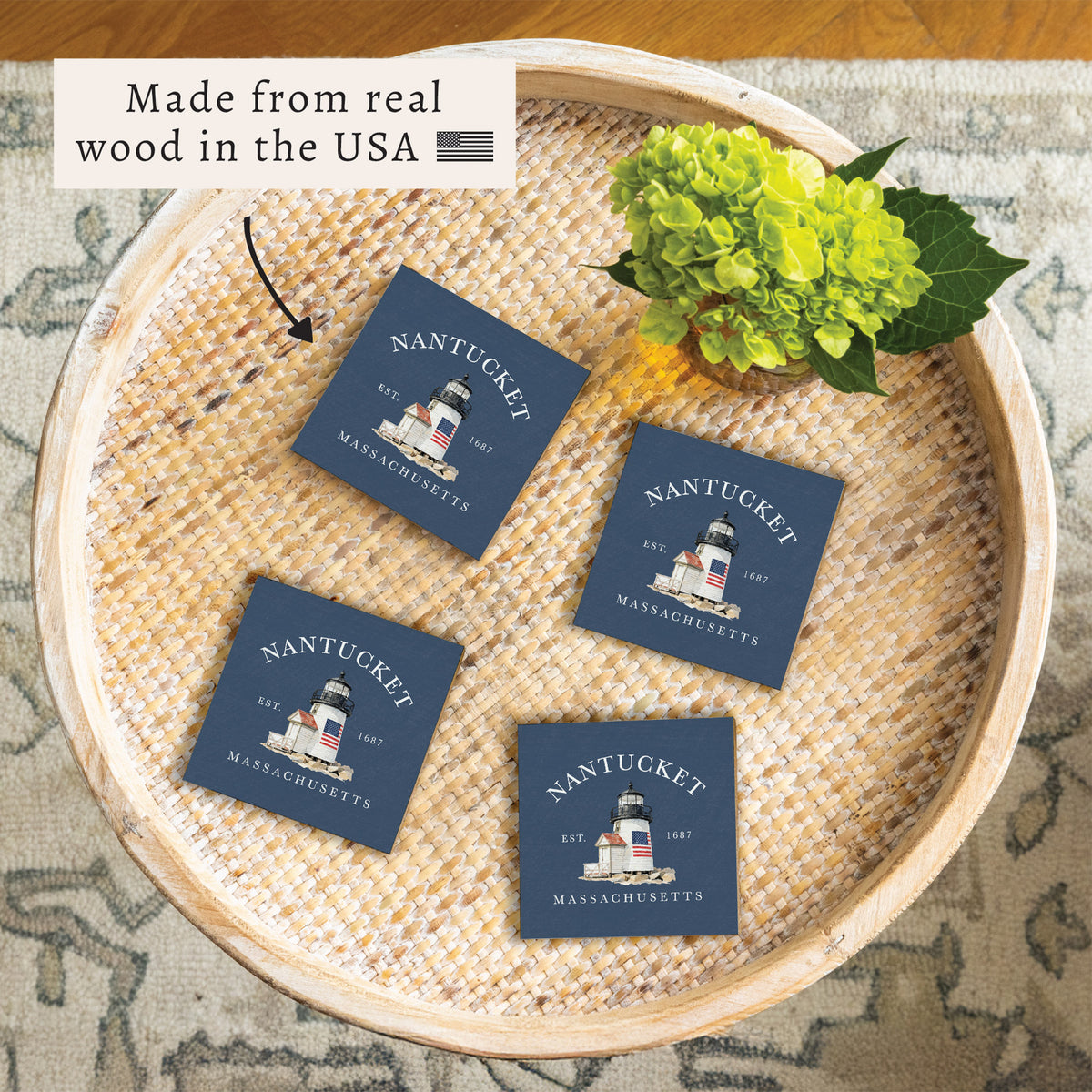 Nantucket Brant Point Lighthouse Coaster Set