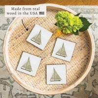 Striped Sailboat Coaster Set