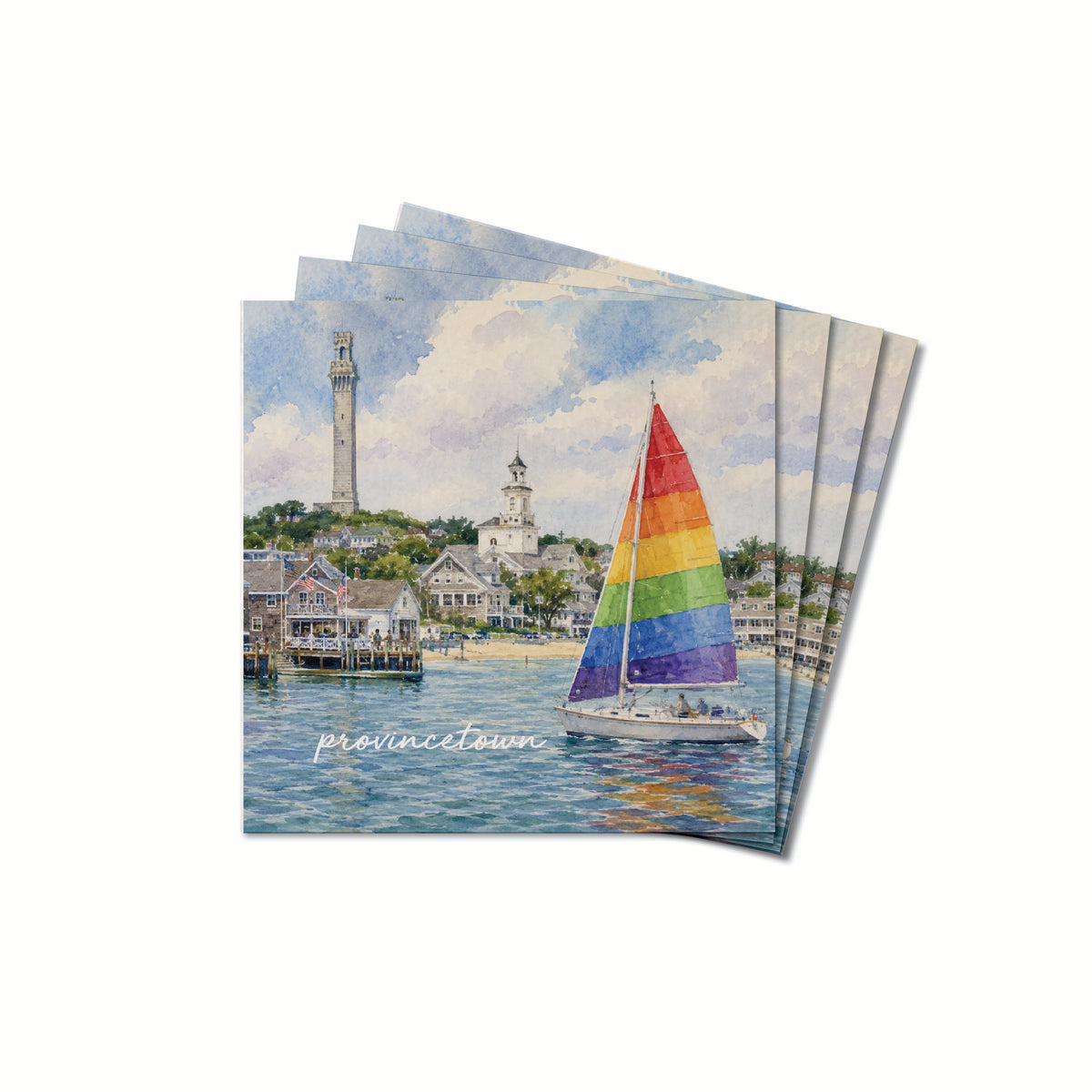 Provincetown Pride Sailboat  Coaster Set