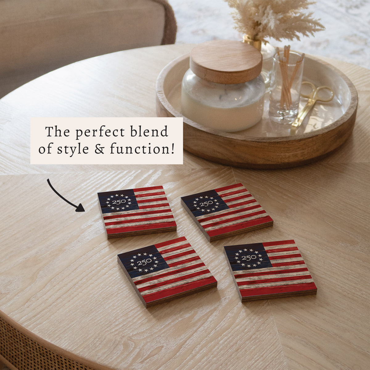 FOV Freedom 250 Flag Coaster Set