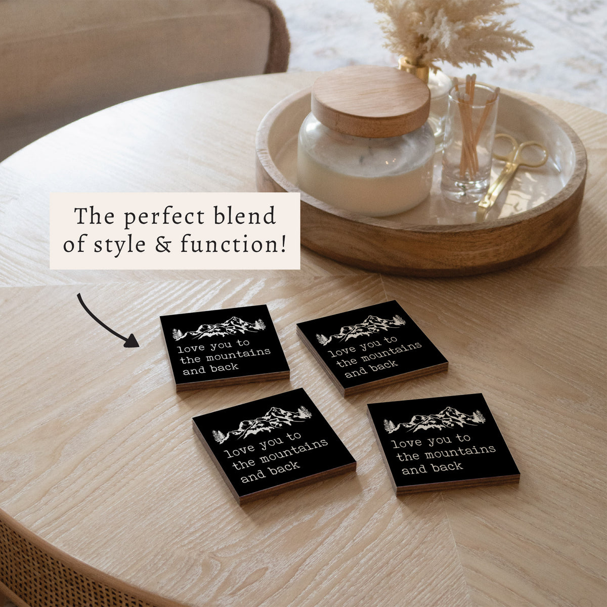 Love You To Mountains Coaster Set