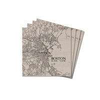 Boston Neutral City Map Coaster Set