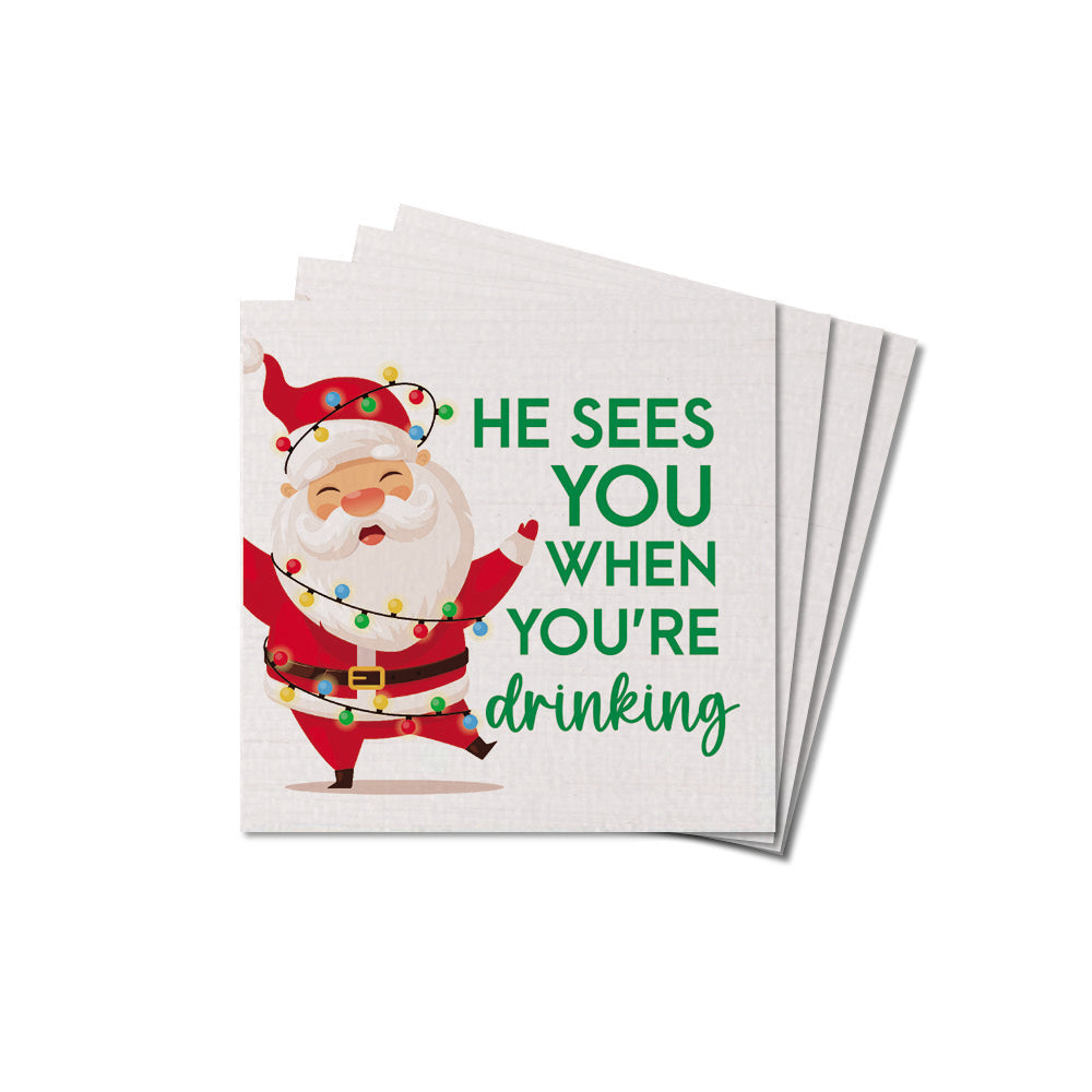 He Sees You When You're Drinking Coaster Set