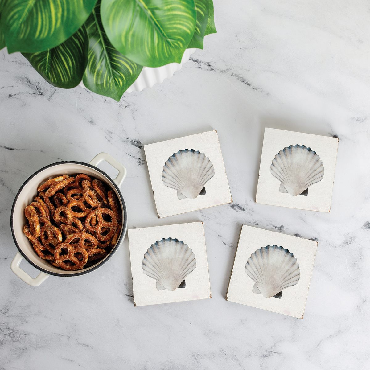 Watercolor Shell Coaster Set