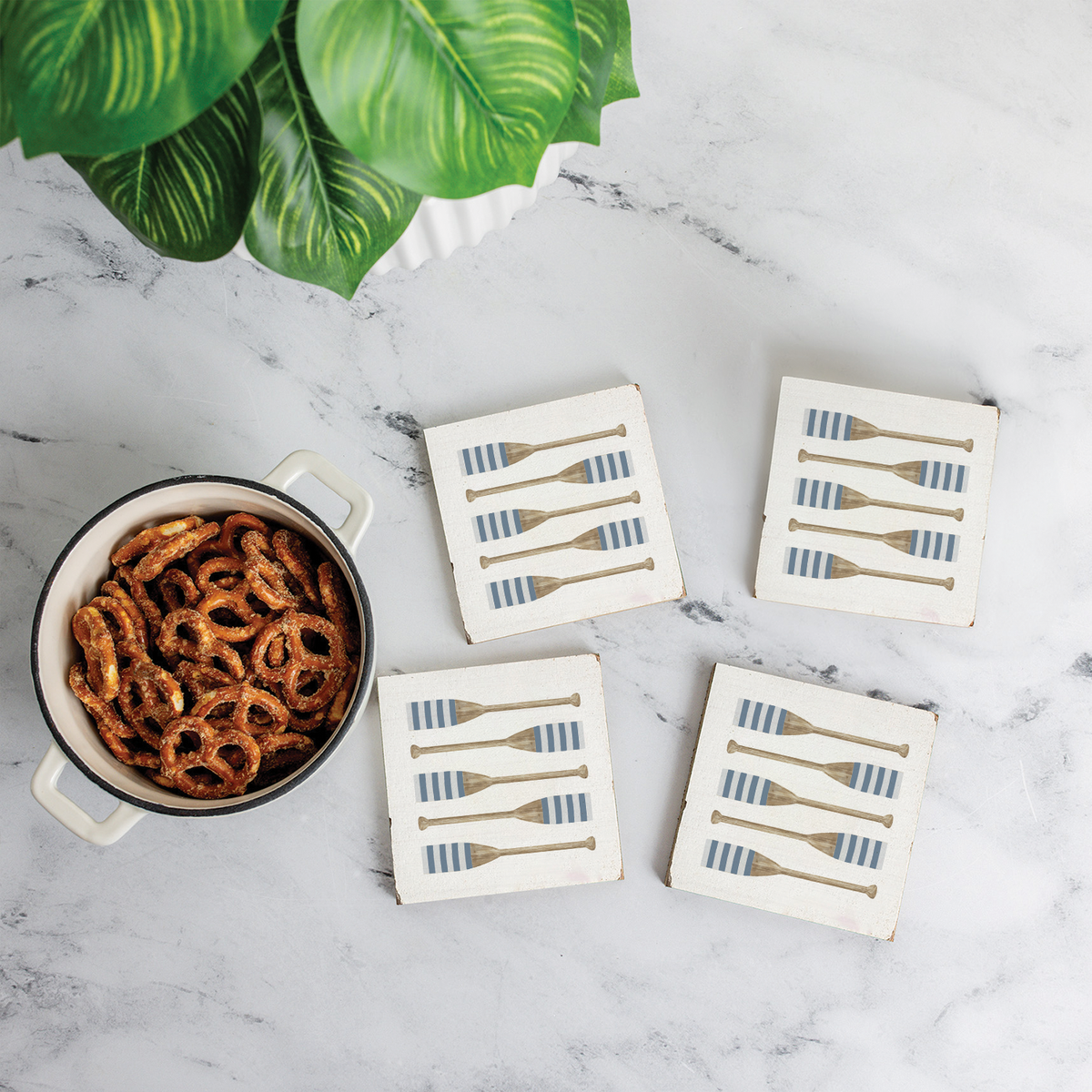Striped Oars Coaster Set