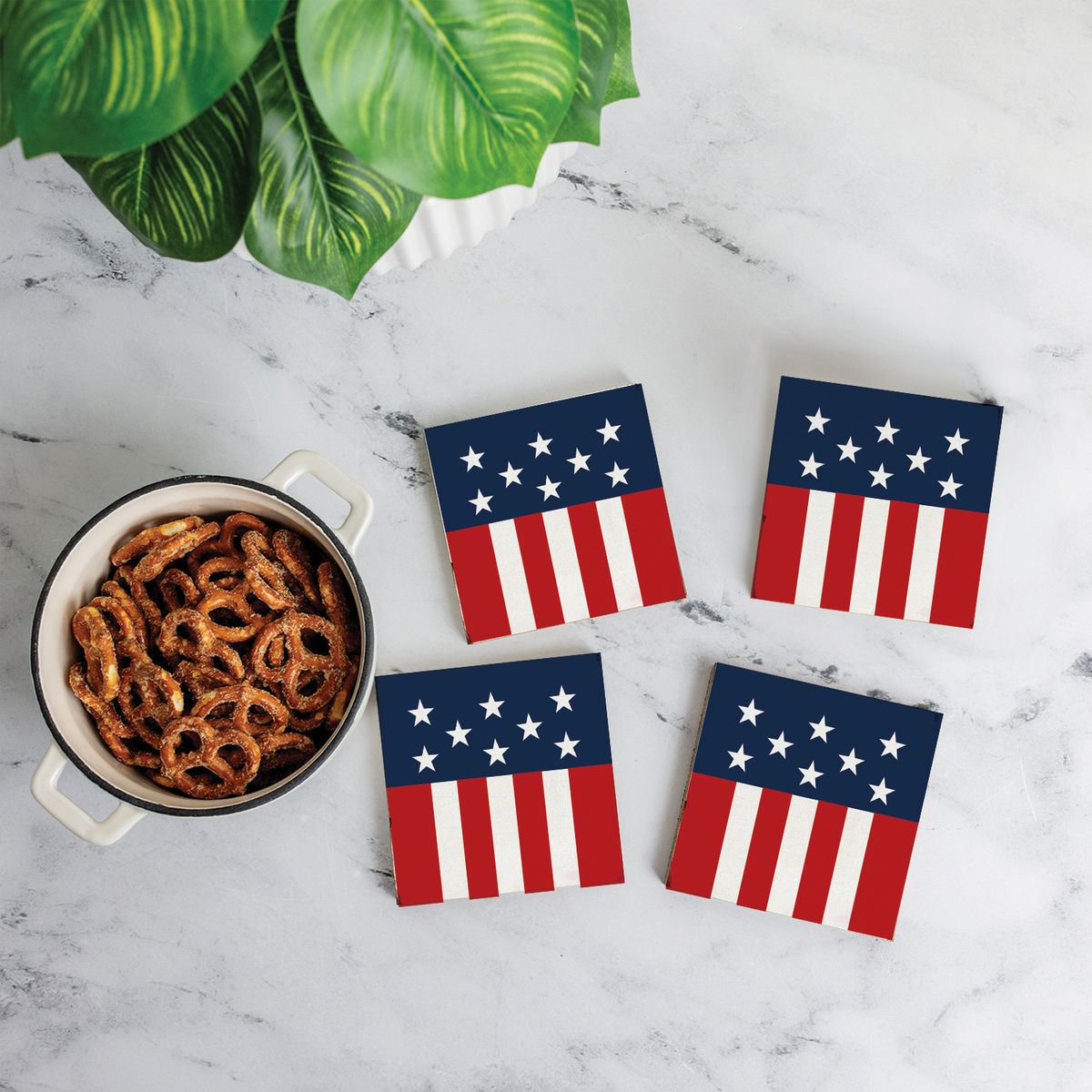 Americana Rustic Marlin Coaster Set