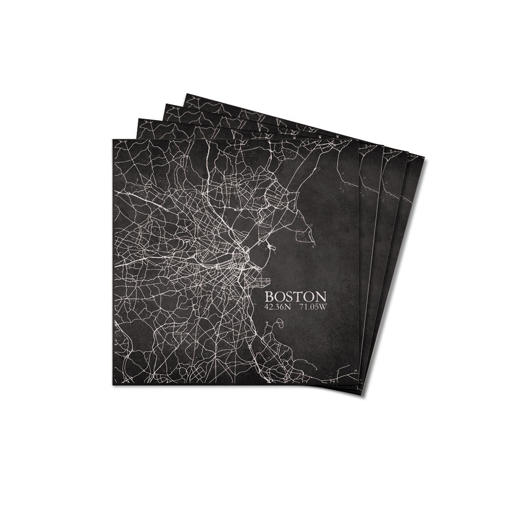 Charcoal Boston City Grid Coaster Set
