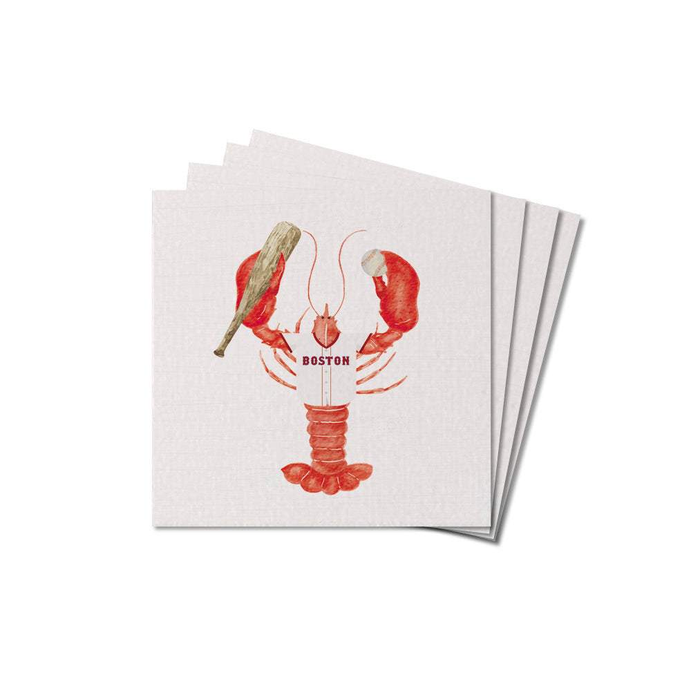 Red and Blue Boston Lobster Coaster Set