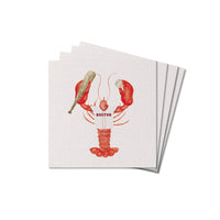 Red and Blue Boston Lobster Coaster Set