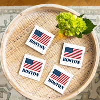 American Flag Personalized Coaster Set