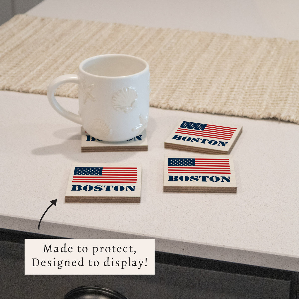 American Flag Personalized Coaster Set