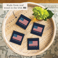 American Flag Printed Needlepoint Personalized Coaster Set
