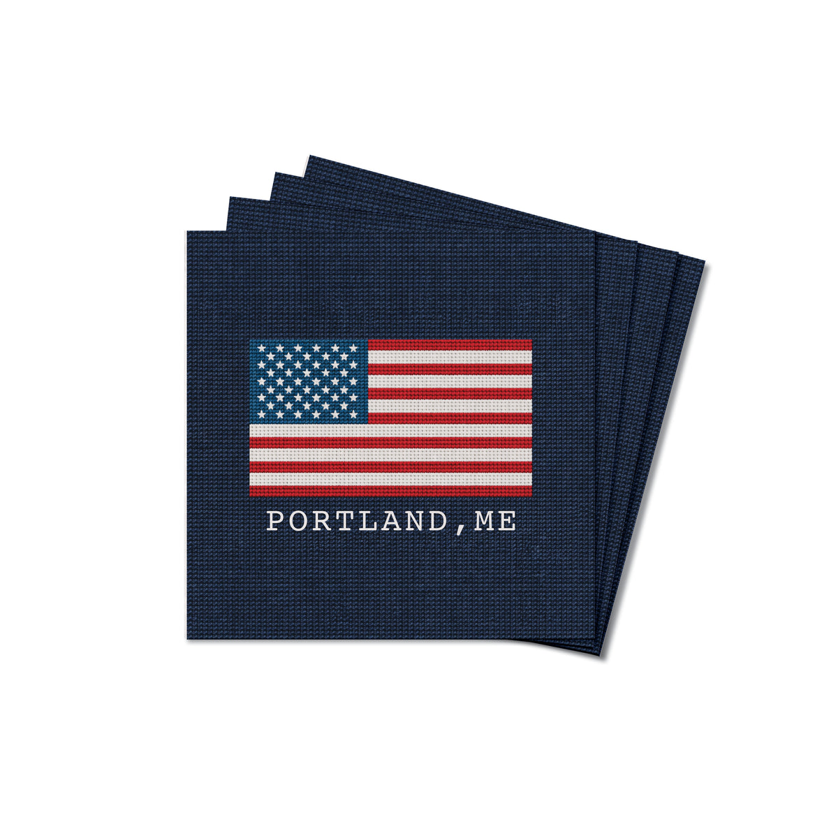 American Flag Needlepoint Personalized Coaster Set