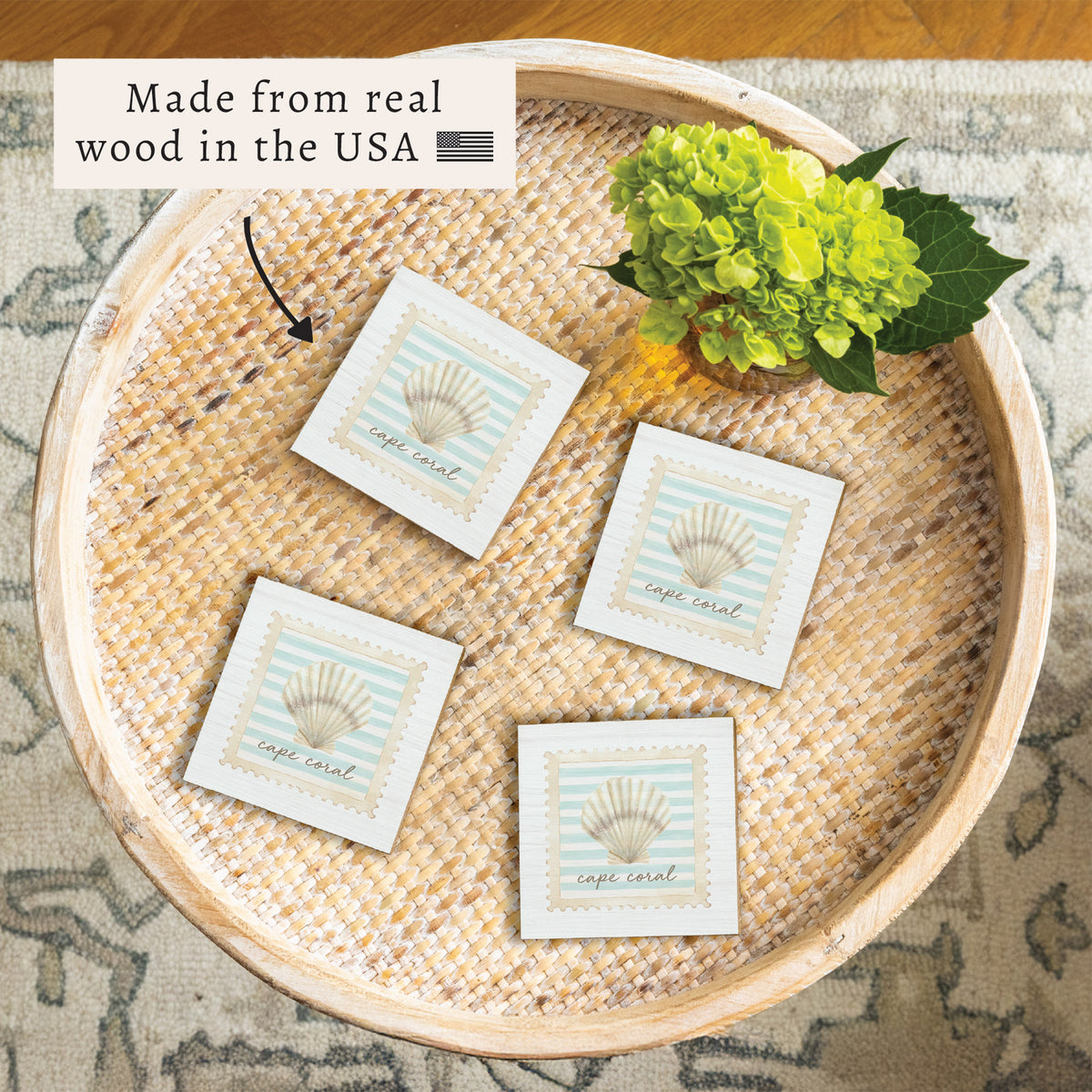 Shell Stamp Personalized Coaster Set