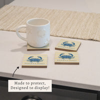 Blue Crab Stripe Personalized Coaster Set