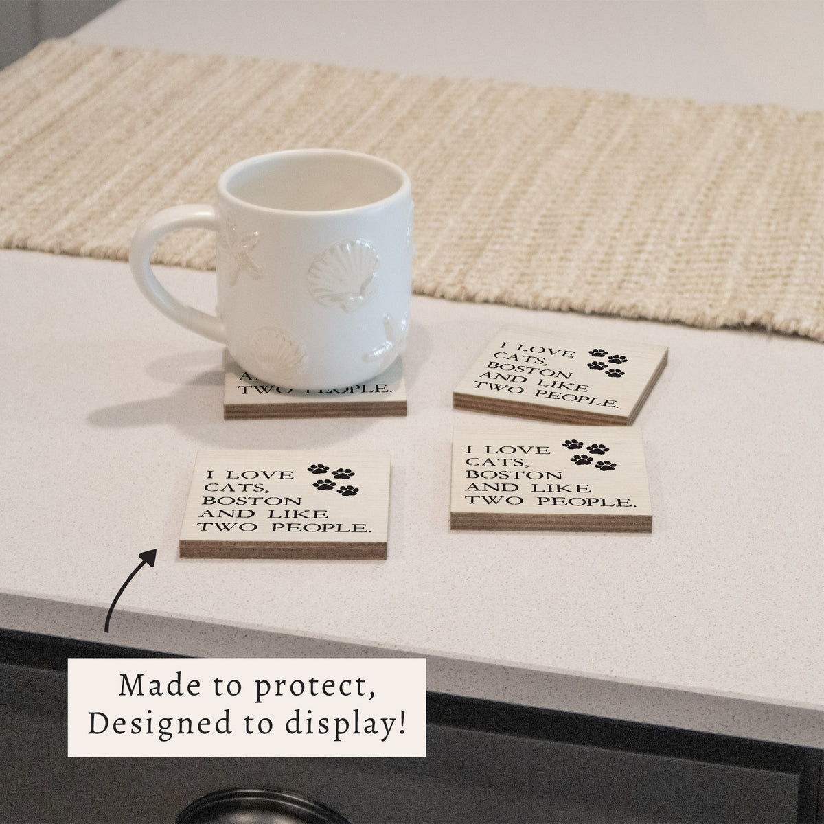I Love Cats Personalized Coaster Set