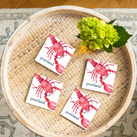 Lobster Watercolor Personalized Coaster Set