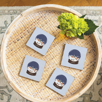 Vintage Snow Globe Village Personalized Coaster Set