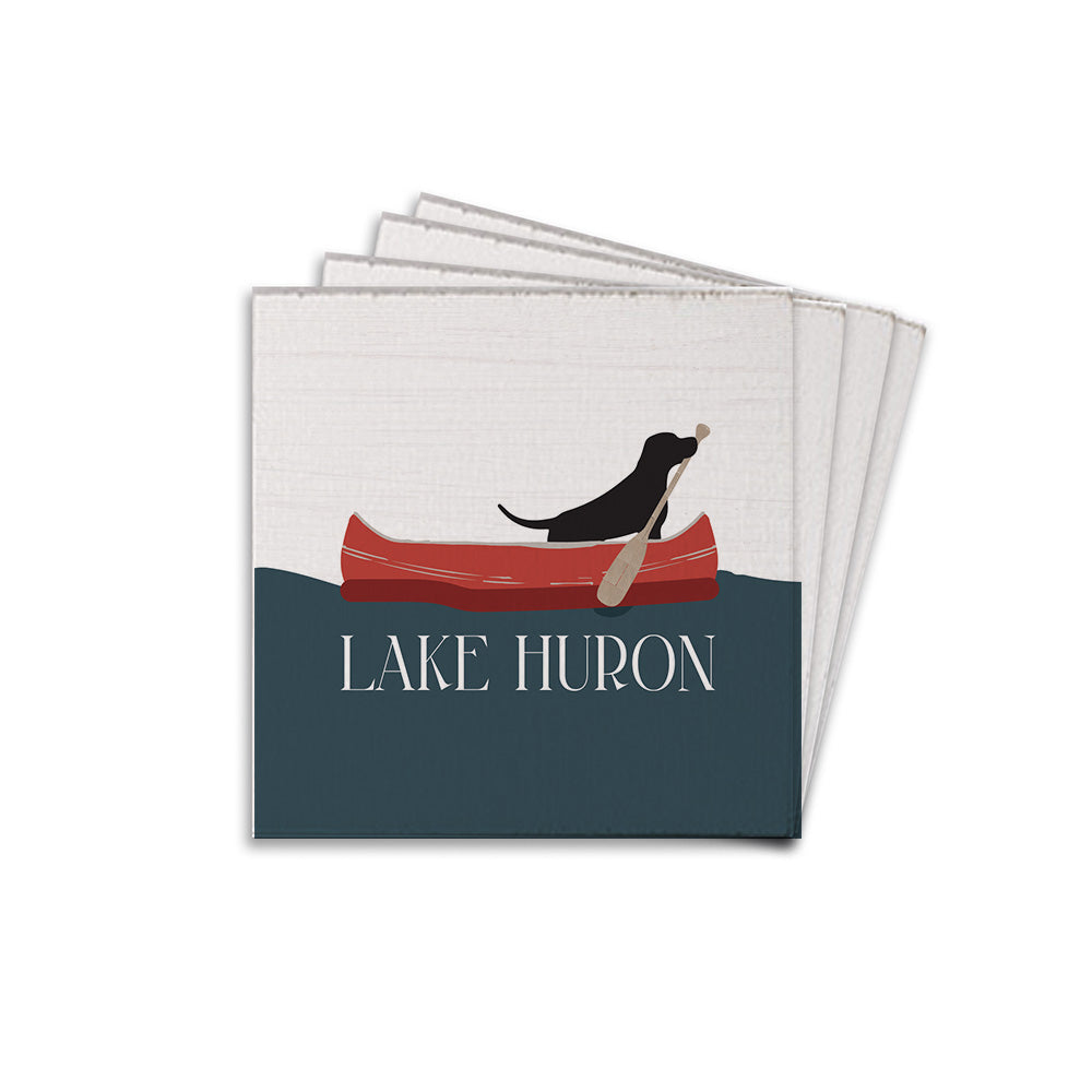 Dog Canoe Personalized Coaster Set