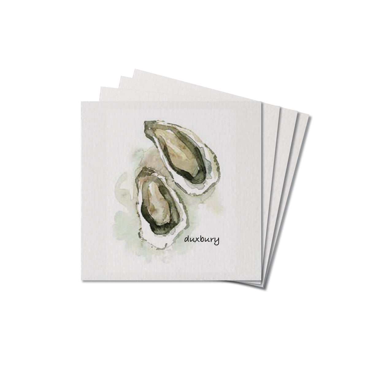 Oysters Watercolor Personalized Coaster Set