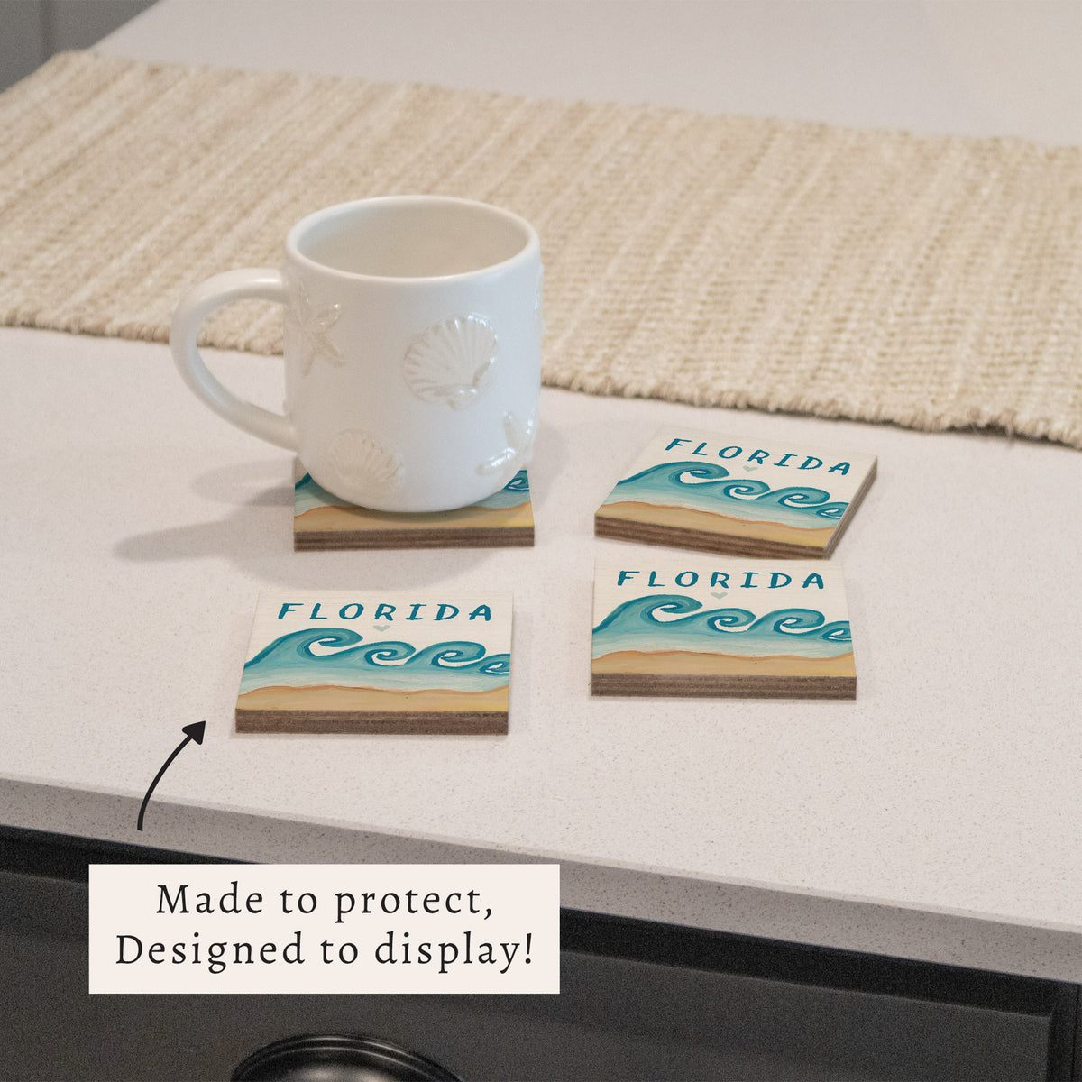 Beach Waves Personalized Coaster Set
