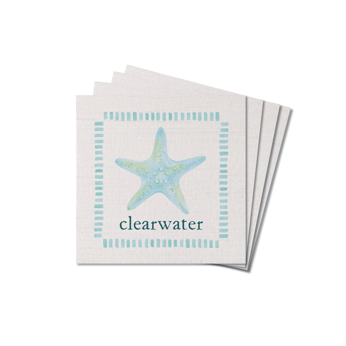Seafoam Starfish Personalized Coaster Set