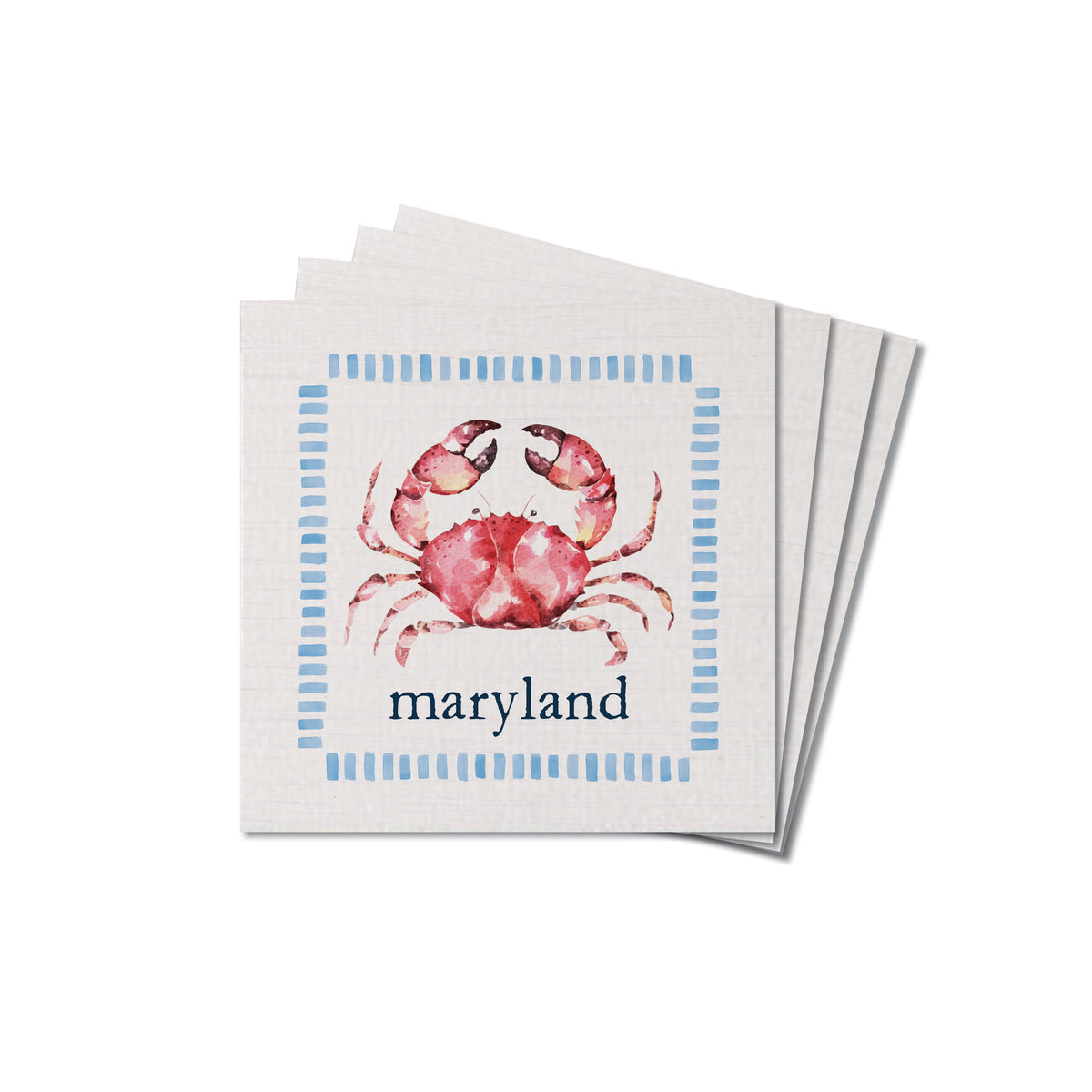 Stitched Crab Personalized Coaster Set