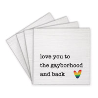 Love You To Rainbow Heart Personalized Coaster Set