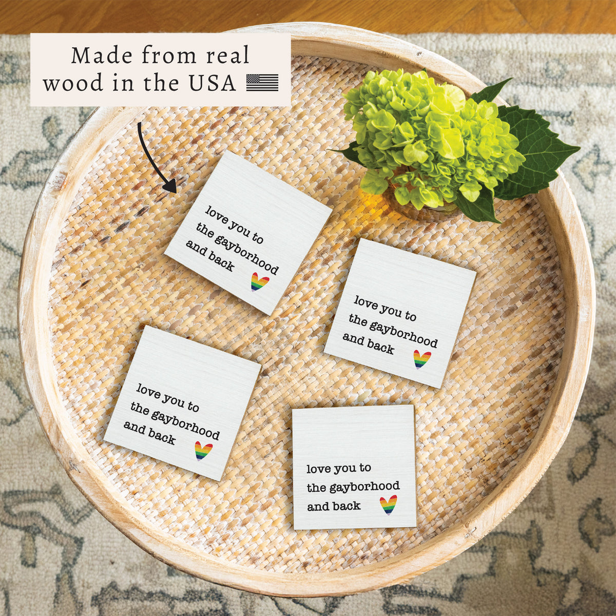 Love You To Rainbow Heart Personalized Coaster Set