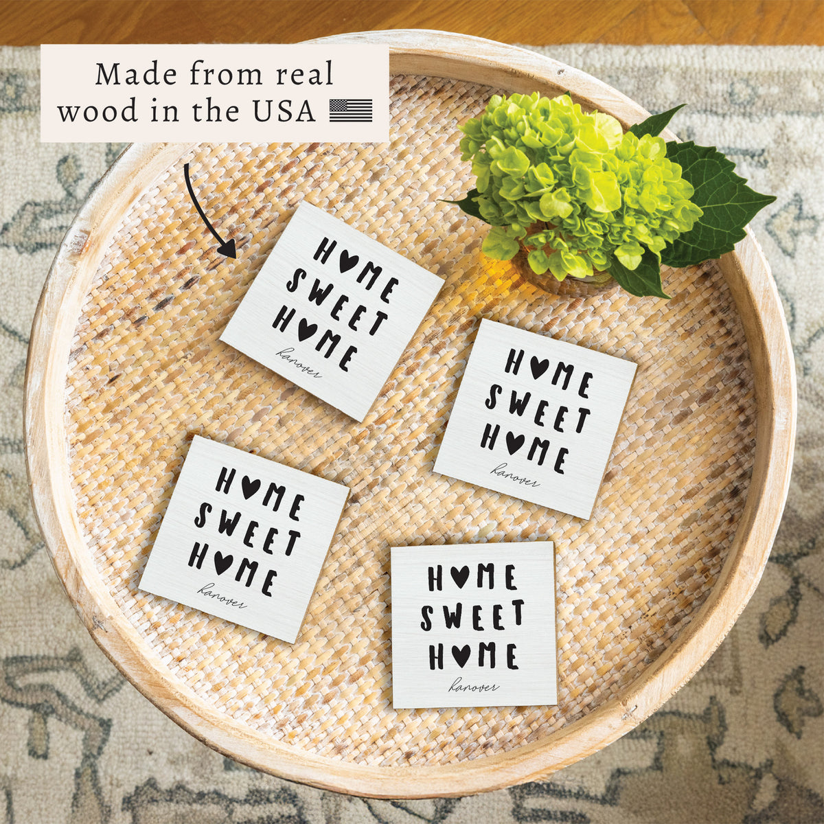 Home Sweet Home Hearts Personalized Coaster Set
