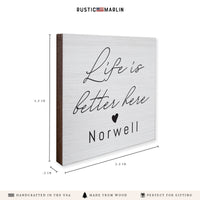 Life Is Better Here Heart Personalized Coaster Set