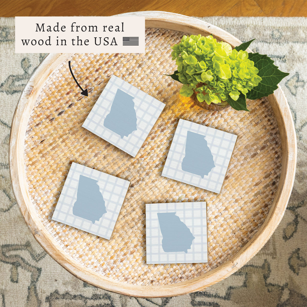 State Gingham Personalized Coaster Set