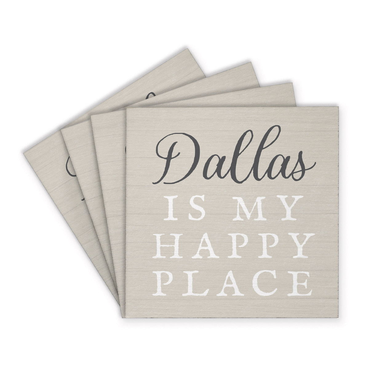 Happy Place Neutral Personalized Coaster Set
