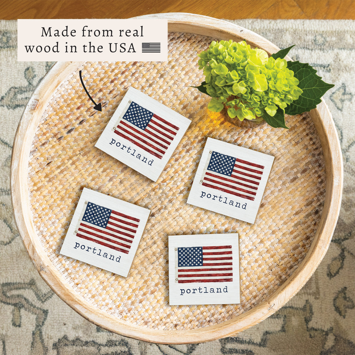 American Vintage Flag  Personalized Coaster Set