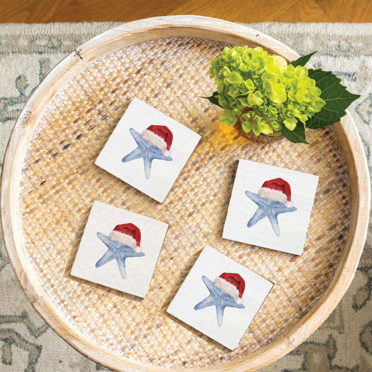 Santa Starfish Coaster Set