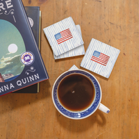 Watercolor American Flag Rustic Marlin Coaster Set