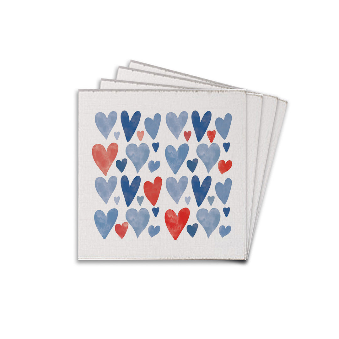 Watercolor American Hearts Coaster Set