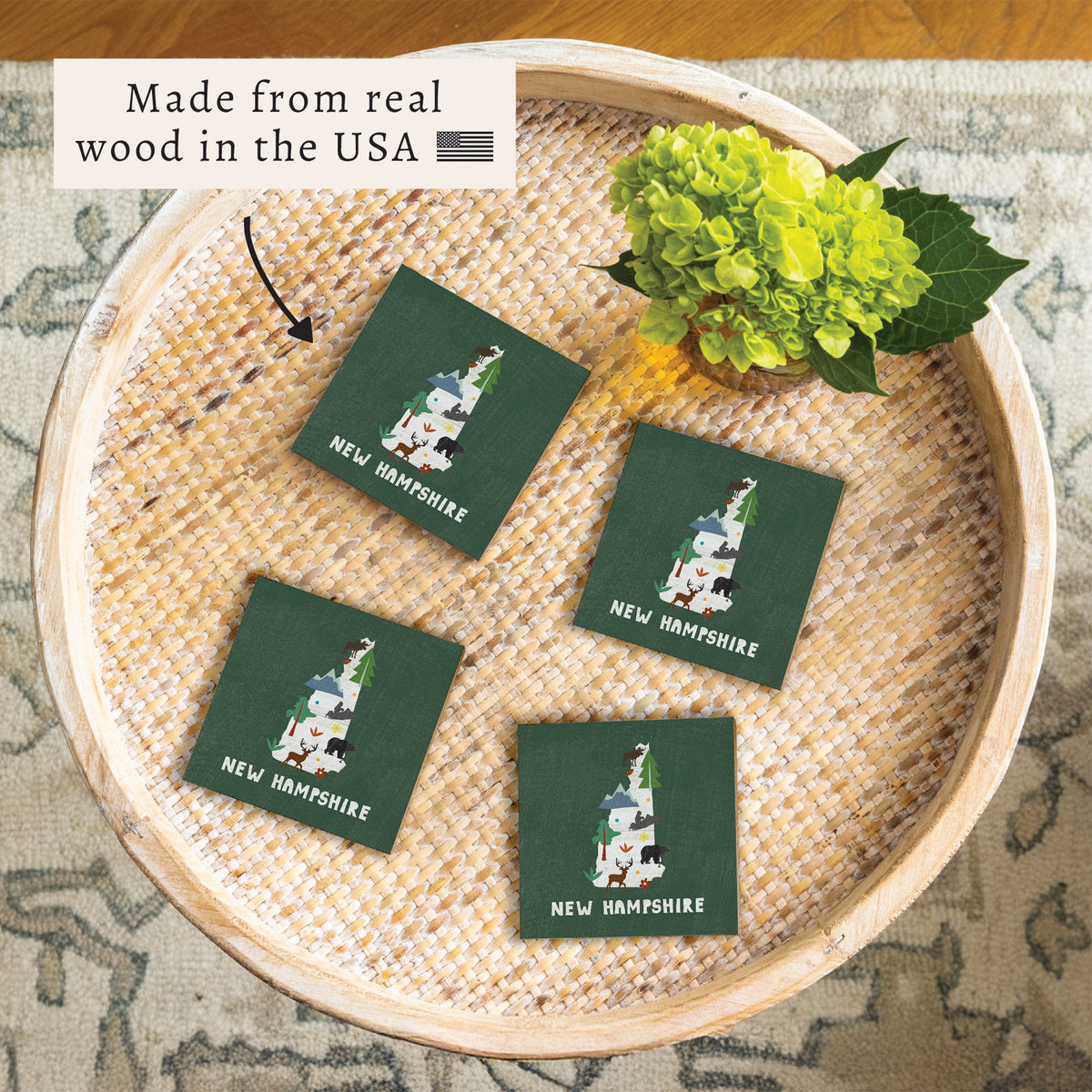 New Hampshire State Icons Coaster Set