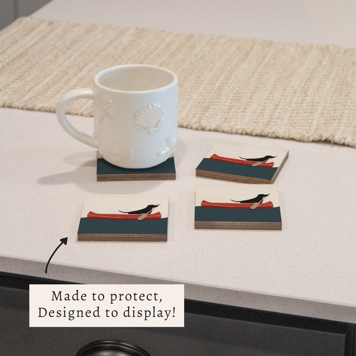Dog Canoe Coaster Set