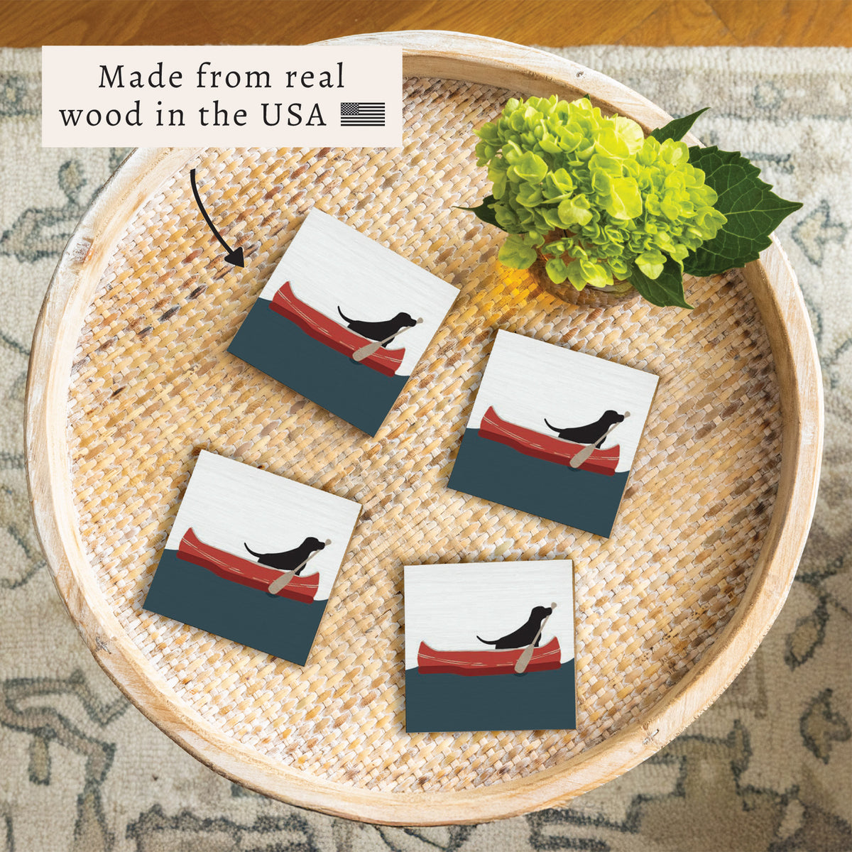 Dog Canoe Coaster Set