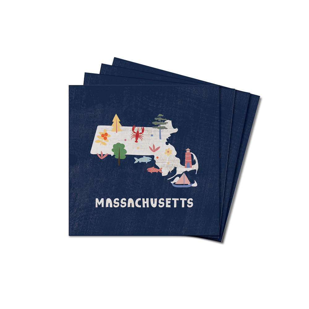 Massachusetts State Icons Coaster Set