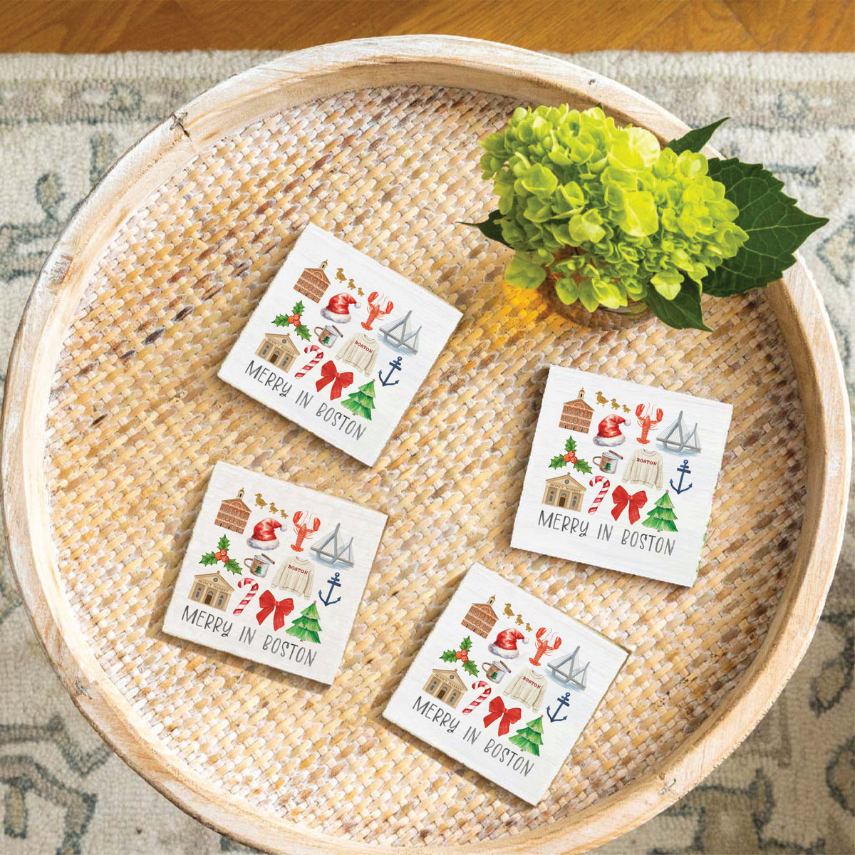 Merry In Boston Icons Coaster Set