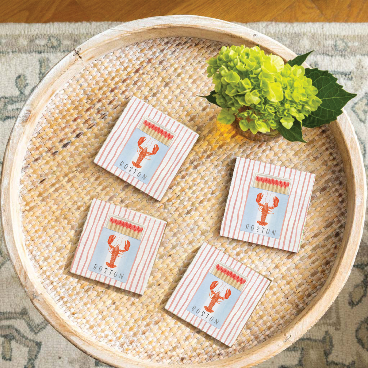 Boston Lobster Match Box Coaster Set
